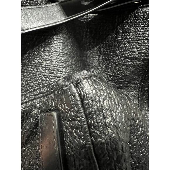 AllSaints Purse Bag Large Hobo Black Leather Textured Canvas Shoulder Crossbody - Picture 9 of 11